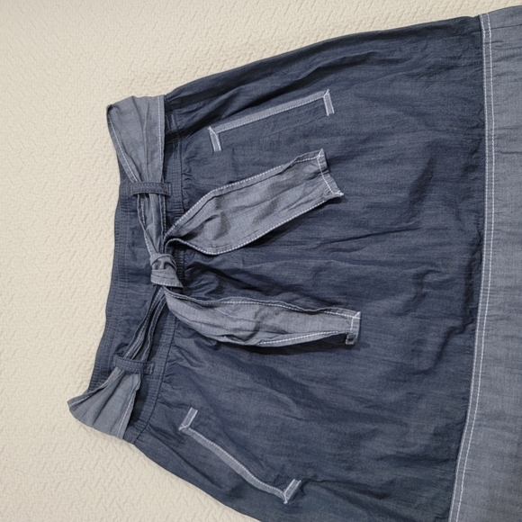 Ann Taylor Loft Blue & Gray Chambray Color block skirt with Pockets Size 8P - Picture 9 of 16